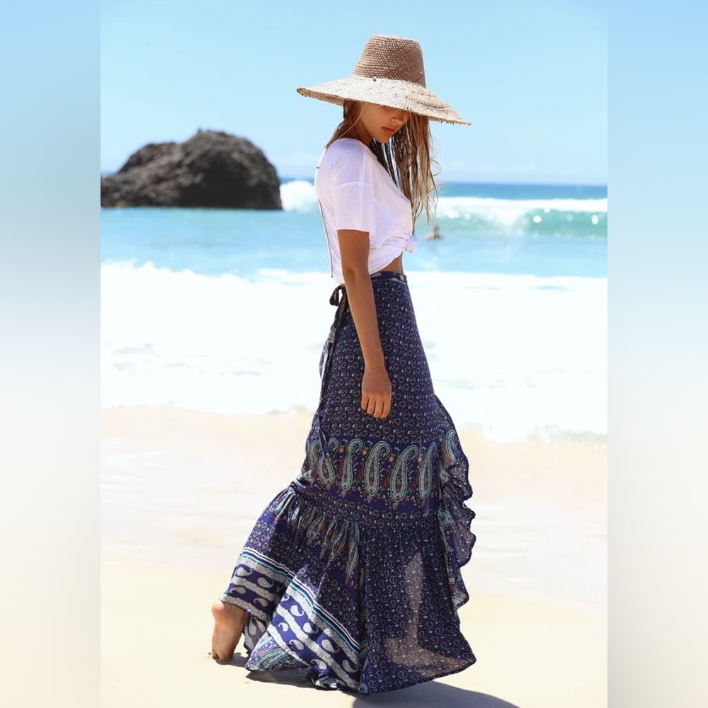 NWT Le Salty Label Ayana Wrap Skirt in Peacock